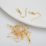 20pcs 18K Plated Brass Ear Wires Fish Hooks Ball Earrings Clasps