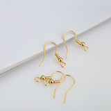 20pcs 18K Plated Brass Ear Wires Fish Hooks Ball Earrings Clasps