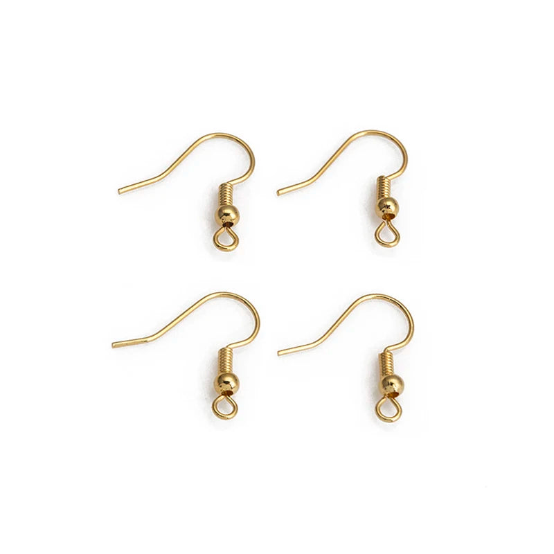 20pcs 18K Plated Brass Ear Wires Fish Hooks Ball Earrings Clasps