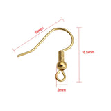 20pcs 18K Plated Brass Ear Wires Fish Hooks Ball Earrings Clasps