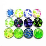 20pcs 18mm Random Clover Snap Button Glass Charms for DIY Snap Bracelet Jewelry