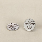 20pcs 18mm Stainless Steel Disc Tag Jewelry Pendants Engraved Beauty Face Charm