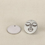 20pcs 18mm Stainless Steel Disc Tag Jewelry Pendants Engraved Beauty Face Charm