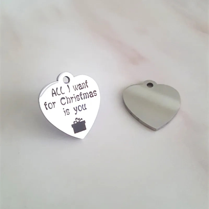 20pcs Our First Christmas charm All I want for Christmas heart pendants