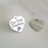 20pcs Our First Christmas charm All I want for Christmas heart pendants