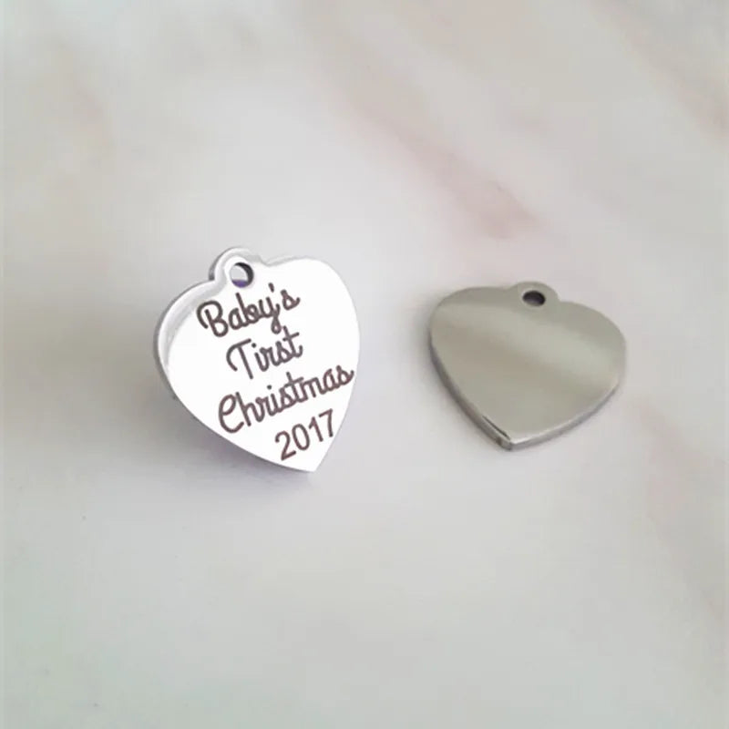 20pcs Our First Christmas charm All I want for Christmas heart pendants
