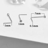 20pcs 1mm Crystal Nose Rings 925Silver 24G L Shape Piercing Nez for Women