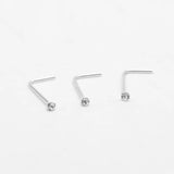 20pcs 1mm Crystal Nose Rings 925Silver 24G L Shape Piercing Nez for Women