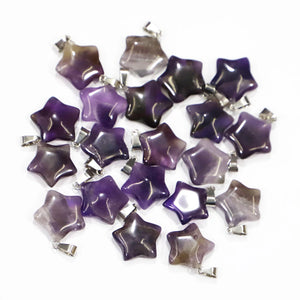 20pcs Natural Stone Amethyst Star Pendants Pentagram Necklace