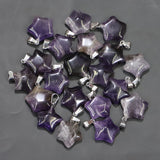 20pcs Natural Stone Amethyst Star Pendants Pentagram Necklace