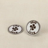 20pcs 20mm Engraved Stainless Steel Charms - Good Luck & Lucky Clover Charm