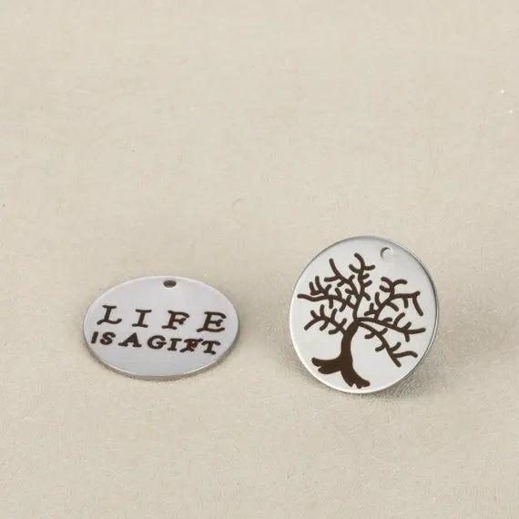 20pcs 20mm Tree of Life Stainless Steel Charms - Life is a Steel Charm