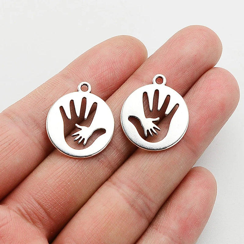 Family Hand Pendants Antique Silver Plated Charms