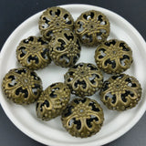 20pcs 24mm Bronze Hollow Lace Ball Metal Beads for Jewelry Lighting