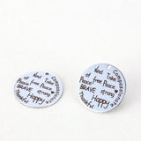 20pcs 25mm Engraved Stainless Steel Charms-Kind Peace Brave Strange Happy