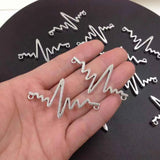20pcs Antique Silver Electrocardiogram Charms Pendant 28x48mm Jewelry Findings