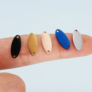 20pcs 304 Stainless Steel Oval Tags for Necklace Multicolor Engraved Making