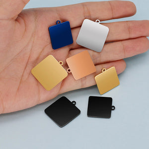 20pcs 304 Stainless Steel Square Pendant for Engraved Making
