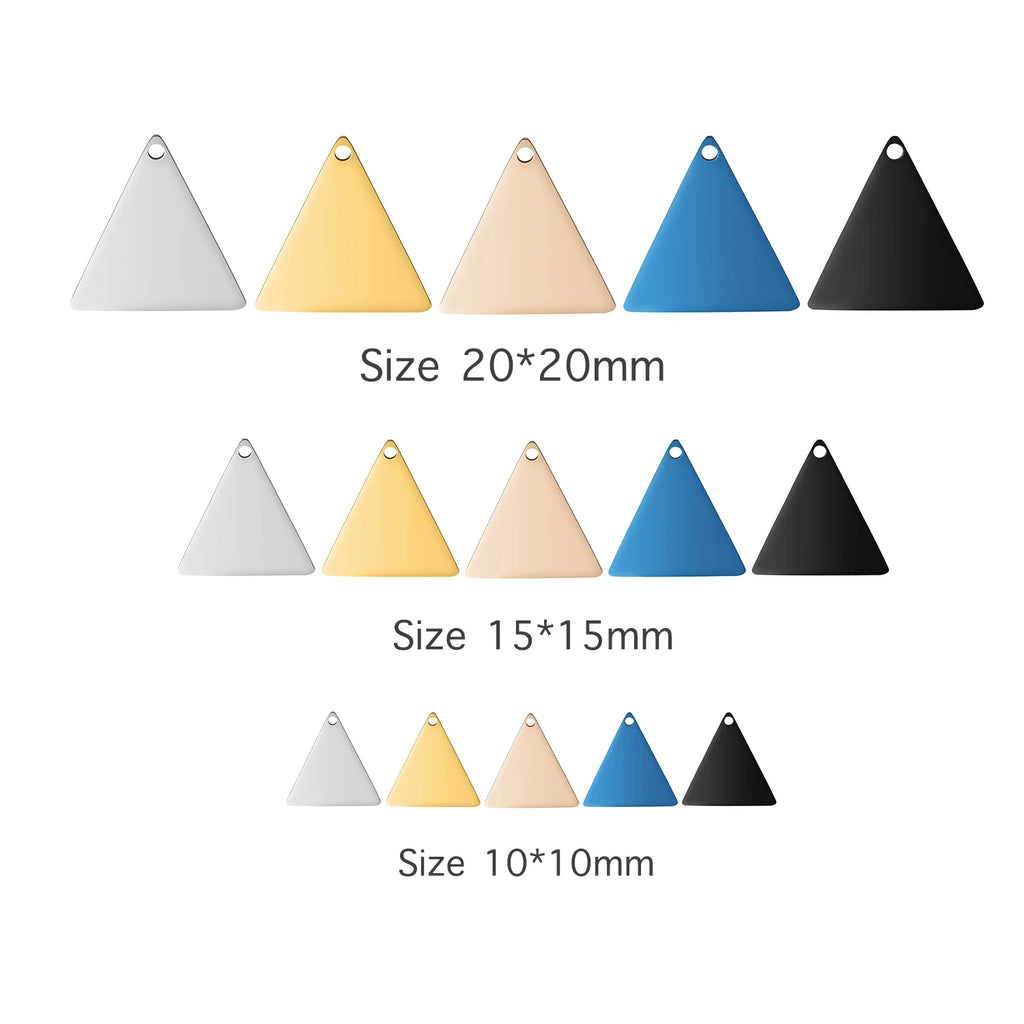 20pcs 304 Stainless Steel Triangle Pendant 1.5mm for Jewelry Making