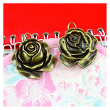 20pcs/lot 36*31MM flower charm Antique bronze plated rose flower charms