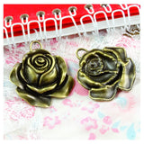 20pcs/lot 36*31MM flower charm Antique bronze plated rose flower charms