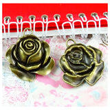 20pcs/lot 36*31MM flower charm Antique bronze plated rose flower charms