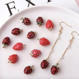 20pcs 3D Retro Strawberry Earrings Drop Alloy Enamel Charm DIY Accessories
