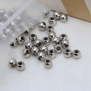 20pcs 3mm Sterling Silver Beads w/ Silicone Adjusting Beads for DIY Necklace