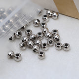 20pcs 3mm Sterling Silver Beads w/ Silicone Adjusting Beads for DIY Necklace