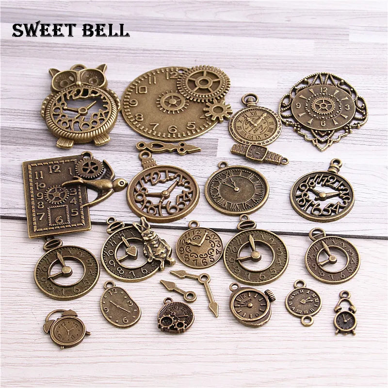 20pcs Steampunk Clock Charms for Jewelry Making Diy Vintage Metal