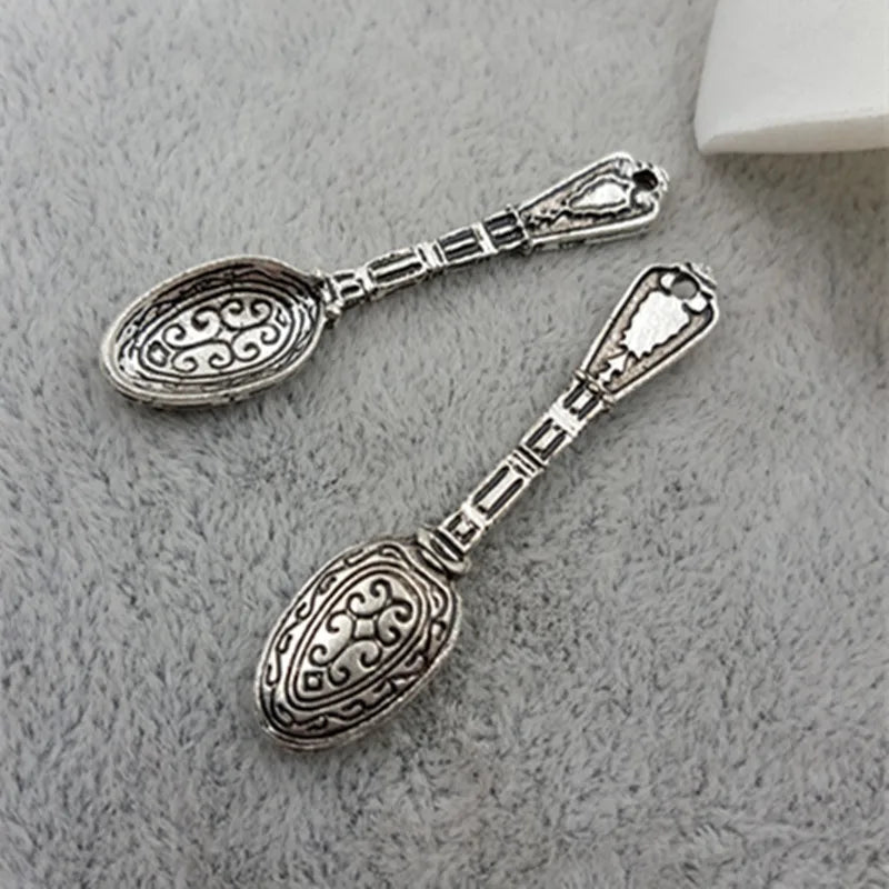 20pcs 42MM Antique Silver Clock Soup Spoon Charms Pendant DIY Jewelry Making