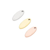 20pcs 5*12mm Mirror Polish Stainless Steel Oval Blank Charms Pendant