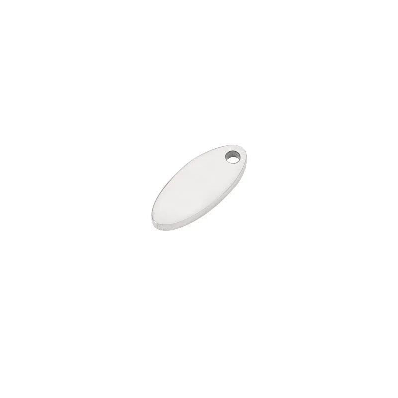 20pcs 5*12mm Mirror Polish Stainless Steel Oval Blank Charms Pendant