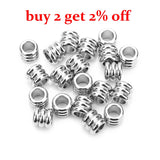 20pcs 6 8mm Stainless Steel Tube Slider Bead Stripe Loose Spacer Beads