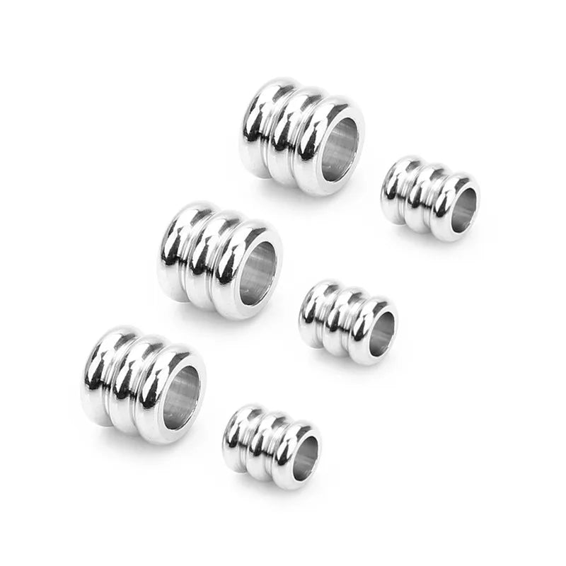 20pcs 6 8mm Stainless Steel Tube Slider Bead Stripe Loose Spacer Beads