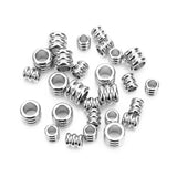 20pcs 6 8mm Stainless Steel Tube Slider Bead Stripe Loose Spacer Beads