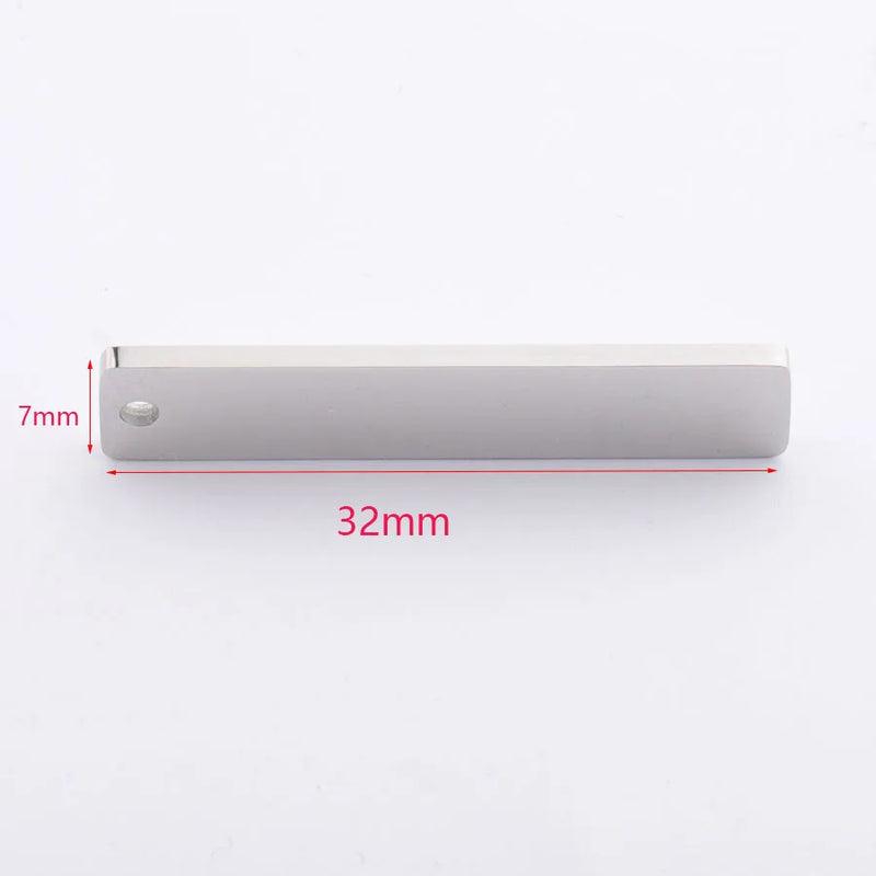 20pcs 7/8*32mm Stainless Steel Blank Charms for DIY Keychain Pendant