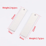 20pcs 7/8*32mm Stainless Steel Blank Charms for DIY Keychain Pendant