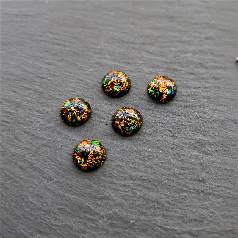 20pcs Resin Cabochons Flatback Foil Plastic Beads for DIY Jewelry Making