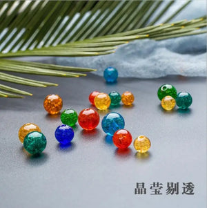 20pcs Lampwork Glass Beads 8mm 10mm Multi-Color Round Shinning Sand