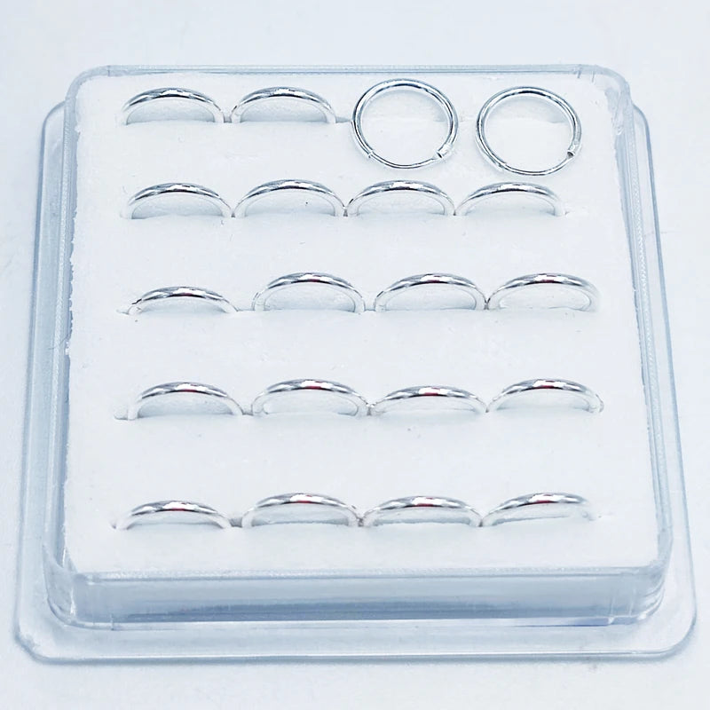 20pcs 8mm Rhodium 925 Silver Hoop Earrings Tragus Piercing Jewelry