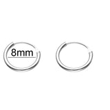 20pcs 8mm Rhodium 925 Silver Hoop Earrings Tragus Piercing Jewelry
