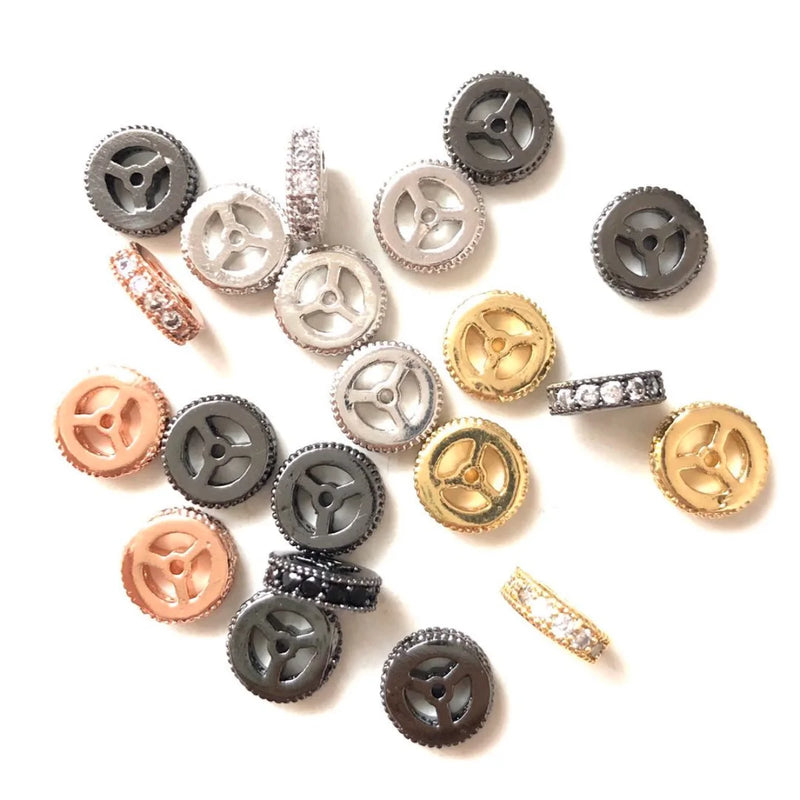 20pcs 8mm Micro Zirconia Pave Wheel Spacers for Jewelry Making