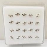 20pcs 925 Silver Nose Stud Clear Crystal Ball Nariz Piercing Body Jewelry
