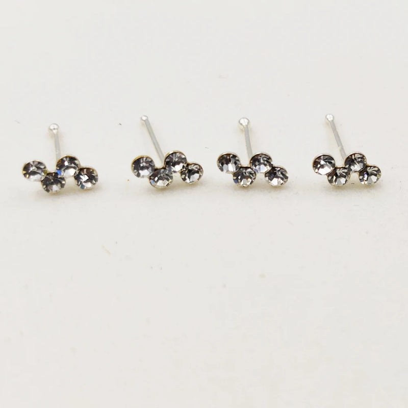 20pcs 925 Silver Nose Stud Clear Crystal Ball Nariz Piercing Body Jewelry