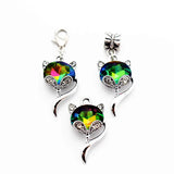 20pcs Alloy Crystal Cat Dangle Charms Pendant for Bracelet Necklace