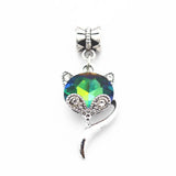 20pcs Alloy Crystal Cat Dangle Charms Pendant for Bracelet Necklace