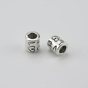 20pcs Antique Silver Love Charm Beads for Jewelry - Big Hole Beads