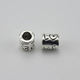 20pcs Antique Silver Love Charm Beads for Jewelry - Big Hole Beads