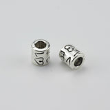 20pcs Antique Silver Love Charm Beads for Jewelry - Big Hole Beads